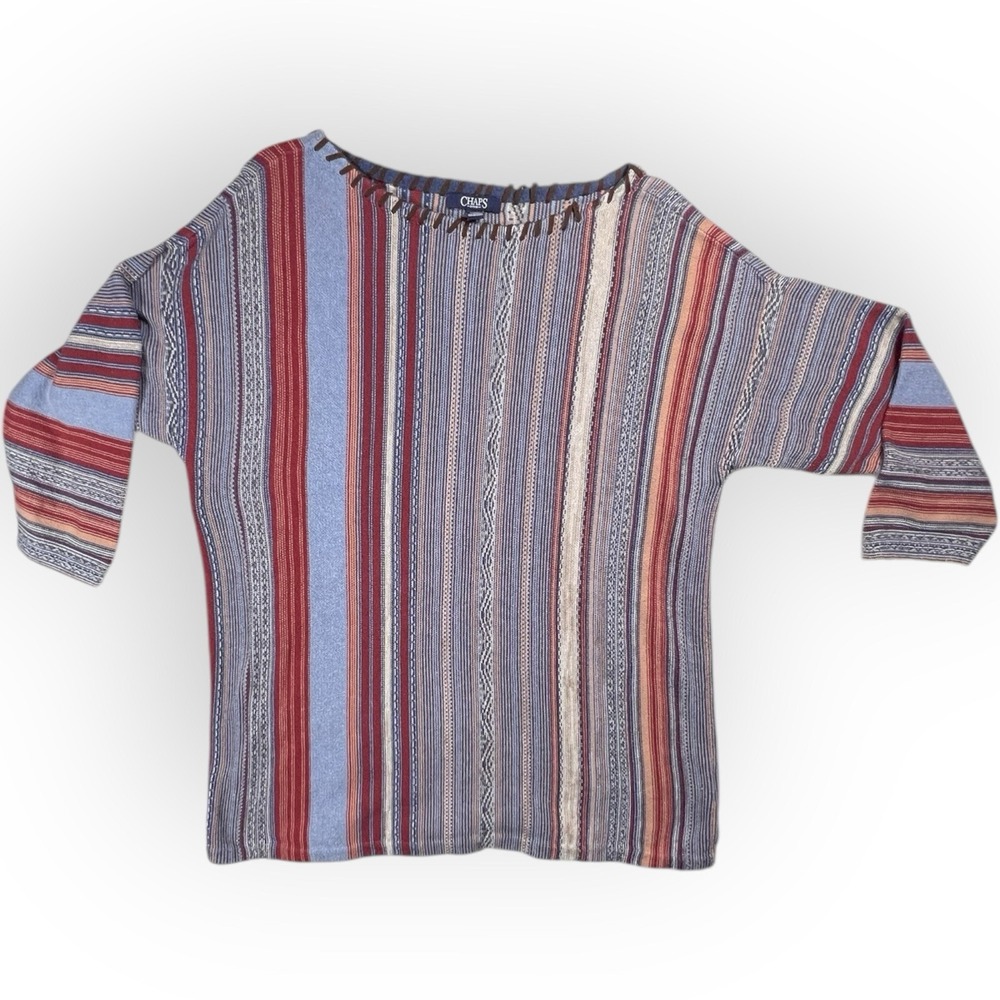 Ralph Lauren CHAPS‎ Women Lrg WESTERN Stripes Sweater Detail Southwest Equestria